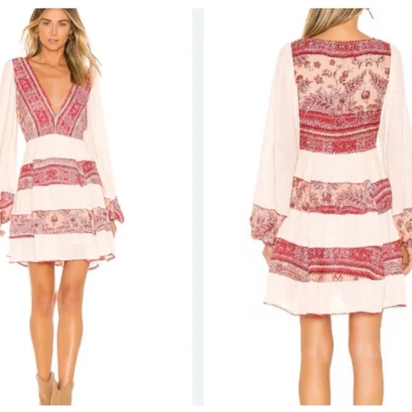 Free People Bohemian Western Flowy Mini Dress XS - Picture 4 of 9
